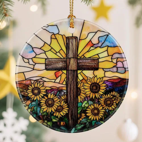 Vista 15 de Adorno de Cruz Católica, Adornos de Navidad Cristianos, Adornos de Árbol de Navidad, Decoración Religiosa de Vacaciones Regalos para Cristianos