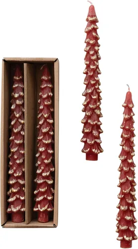 Vista 24 de Creative Co-Op Velas cónicas en forma de árbol sin perfume, ponche de huevo, juego de 2 en caja, 5 pulgadas Eggnog