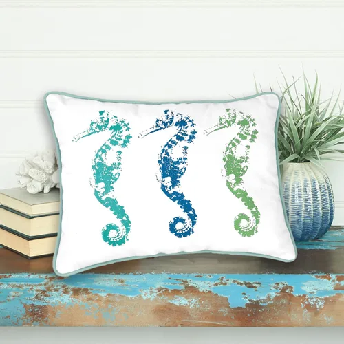 Vista 5 de C&F Home Three Seahorses Trio - Almohada lumbar de mezcla de algodón, 12 x