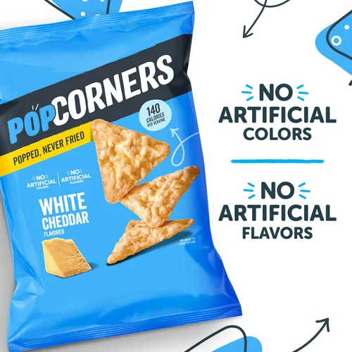 Vista 3 de PopCorners Chips de maíz reventado, cheddar blanco, 5 onzas