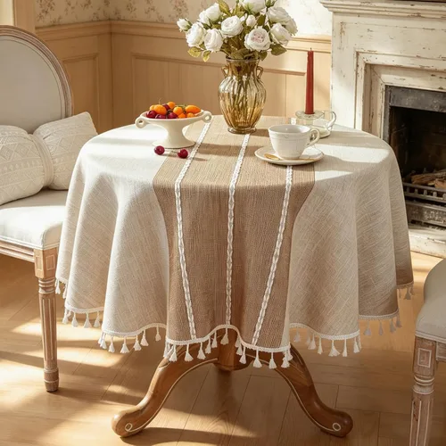Vista 17 de Laolitou - Mantel para mesa de comedor, mantel rústico estilo de granja para cocina y mesa auxiliar, tela de lino de algodón, manteles rectangulares