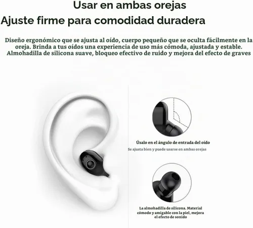 Vista 4 de Auricular inalámbrico Bluetooth Mini auricular inalámbrico Bluetooth V5.0 en el oído auriculares con 4-5 horas de tiempo de reproducción con Negro