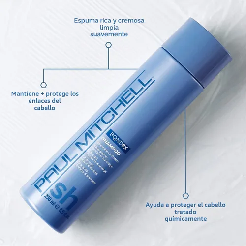 Vista 2 de Paul Mitchell Champú Bond Rx, fortalece y protege, para cabello tratado químicamente + dañado