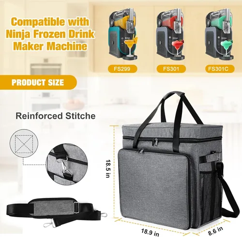Vista 2 de Bolsa de transporte para máquina de granizado, portátil para licuados al aire libre congelados para máquina de granizado Ninja FS301C/FS301/FS299