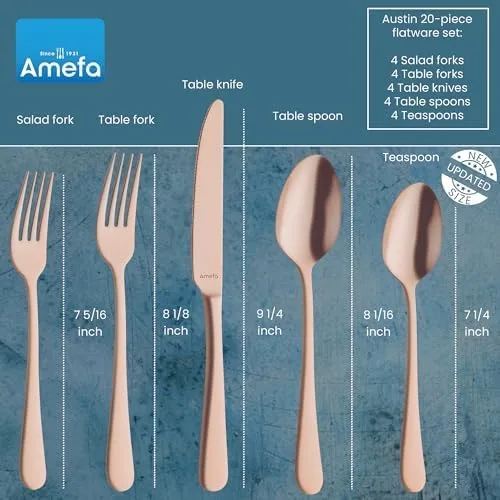 Vista 2 de Amefa Austin - Juego de cubiertos (cobre, 20 unidades)