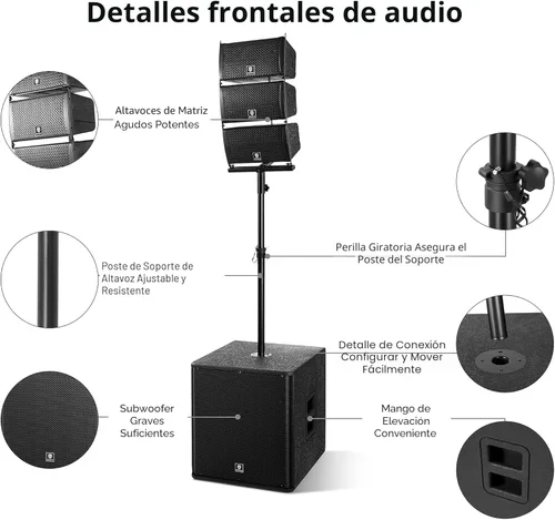 Vista 2 de PRORECK Club 8000 juego de sistema de audio de 18 pulgadas y 8000W P.M.P.O estéreo para DJ/altavoces PA alimentados, conjunto de 6 altavoces