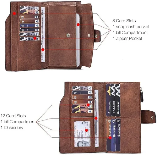 Vista 6 de CLUCI Mochila para mujer con monedero de cuero cartera grande para mujer