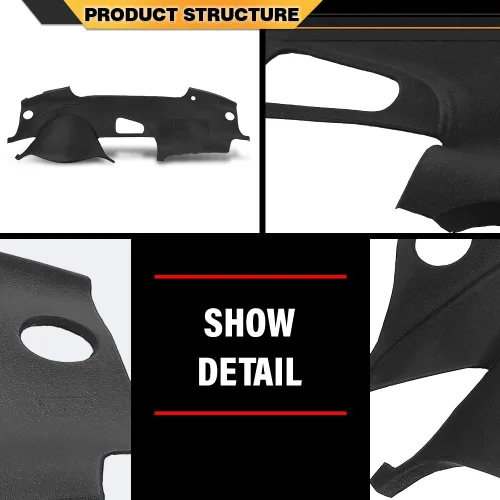Vista 7 de CNNELL Cubierta de tablero compatible con Acura TL 2004-2008 negro 30408LLBLK