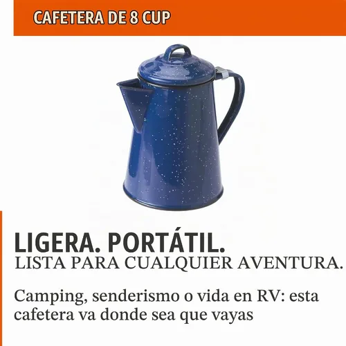 Vista 2 de GSI Outdoors Cafetera esmaltada para almacenar café caliente, té para campamento y granja, 8 tazas