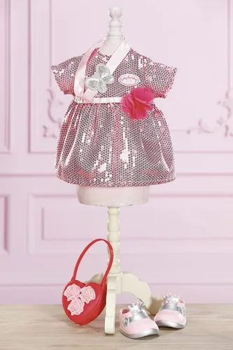 Vista 6 de Baby Annabell Atuendo glamour de lujo de 16.9 in – brillante ropa de fiesta – fácil para manos pequeñas, juego creativo promueve la empatía