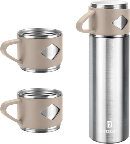 Vista 28 de Termo de acero inoxidable 500ml/16.9oz botella aislada al vacío con taza para café, bebidas calientes y bebidas frías, cantimplora de agua.