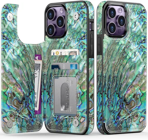 Vista 378 de LETO para iPhone 15 Pro Funda tipo cartera - Tapa tipo folio con patada - Diseños de moda - Tarjetero - Funda protectora para mujeres y niñas - 6.1