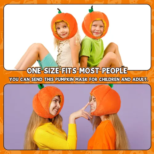 Vista 4 de 2 piezas de sombrero de calabaza Halloween divertido disfraz de calabaza Acción de Gracias sombrero de invierno verduras Cos regalo para adultos