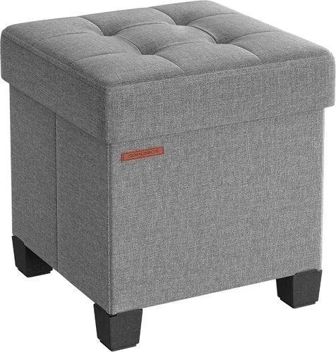 Vista 13 de SONGMICS Otomano de almacenamiento de 15 pulgadas, banco de dormitorio con almacenamiento, taburete con patas, soporta hasta 660 libras, gris oscuro
