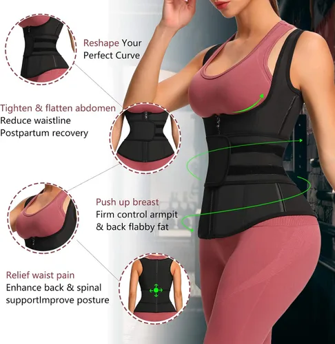 Vista 3 de Waist Trainer for Women Latex Corset Cincher Vest Sport Workout Girdle Hourglass Body Shaper with Steel Bones