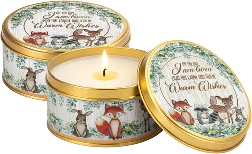 Vista 19 de Majestic Zen Juego de regalo de velas para baby shower, paquete de 9 velas de cera de soja perfumadas neutrales, aroma a polvo fresco para bebé, 30