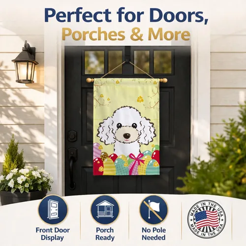 Vista 480 de Caroline's Treasures BB1923GF Bandera decorativa para jardín con diseño de Border Collie, para caza de huevos de Pascua, para jardín, jardín, patio