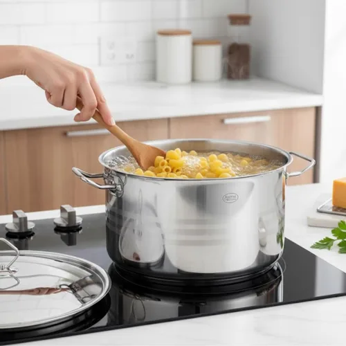 Vista 2 de Alpine Cuisine Olla de acero inoxidable con tapa de 3.6 cuartos de galón, resistente, grado comercial, horno holandés
