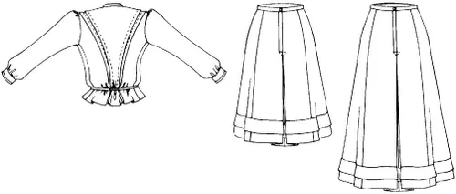 Vista 3 de Folkwear Schoolmistress' Shirtwaist & Skirt #216 Schoolmarm's Blusa Camisa Siete Gore Falda 1800's Reproducción Patrón de costura (patrón solamente)