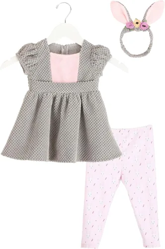Vista 4 de Disfraz infantil de conejo Woodsy para niña, vestido, leggings y diadema con orejas de conejo