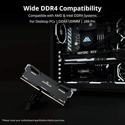 Vista 5 de Timetec Pinnacle Konduit 8GB DDR4 3200MHz PC4-25600 CL16-18-18-38 XMP2.0 Overclocking 1.35V Compatible para AMD e Intel Módulo de memoria RAM