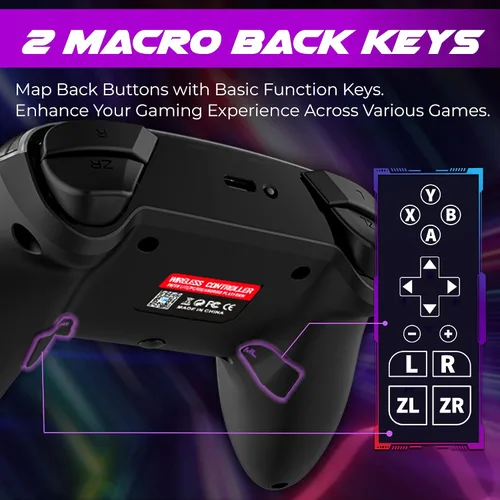Vista 4 de Megacom Wireless Controller Remappable Controller for SwitchPCMobileAndroidiOSSteam Bluetooth Gaming Controller with 2 Remap Keys, Rechargeable
