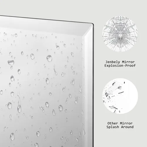 Vista 5 de Espejo rectangular sin marco de 22 x 30 pulgadas, espejo de baño biselado, espejo de pared sin marco con borde biselado de 1 pulgada para tocador