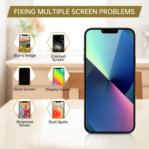 Vista 4 de Pantalla de repuesto para iPhone 13 con auricular de 6.1 pulgadas, kit de pantalla LCD 3D Touch Display Digitizer with Ear Speaker Ambient Light