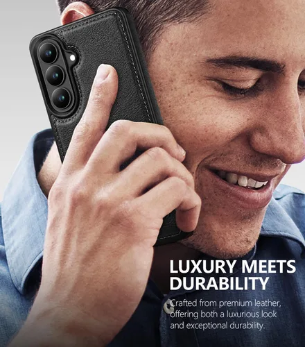 Vista 4 de WTCASE Funda de piel magnética fuerte para Samsung Galaxy S26 con soporte, [compatible con MagSafe], funda delgada y ajustable con función atril