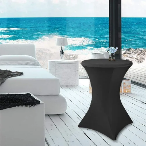 Vista 7 de 1 paquete de fundas para mesa de cóctel, mantel de elastano ajustado de 30"x42", mantel redondo elástico para mesas altas, fundas de mesa elásticas