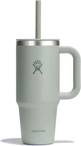 Vista 26 de Hydro Flask Vaso de Viaje con Asa, Tapa y Pajita - Acero Inoxidable Aislado en 24 Oz Aloe
