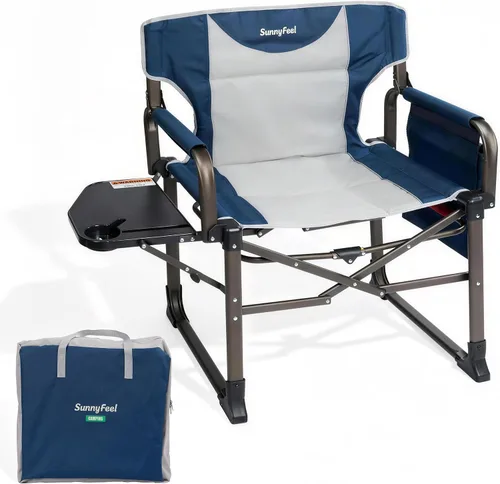 Vista 9 de SUNNYFEEL Silla de directores de campamento de gran tamaño, paquete de 2 sillas de campamento plegables portátiles para adultos, soporta 600 libras