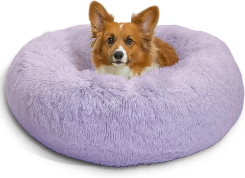 Vista 47 de Best Friends by Sheri - The Original Calming Donut - Cama calmante en forma de dona para perros y gatos - Pelo largo, azul bebé, M, 30 x 30 pulgadas