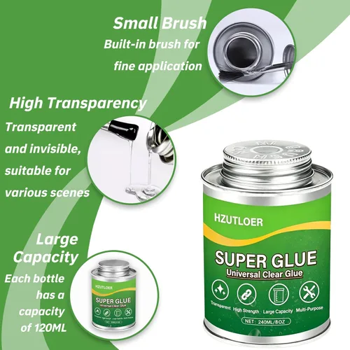 Vista 8 de Super pegamento, pegamento transparente con cepillo, adhesivo fuerte multiusos, pegamento instantáneo multiusos para madera, cerámica, cuero