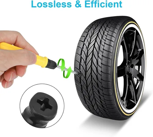 Vista 5 de Linkstyle Kit de 60 piezas de enchufes para neumáticos, clavos de reparación de neumáticos, tornillos de reparación de neumáticos al vacío, kit