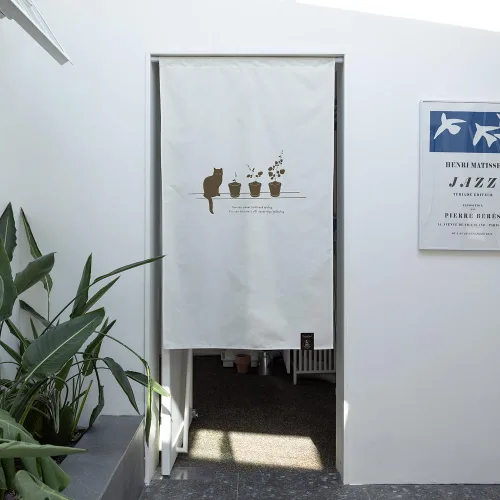 Vista 5 de Cortinas-Puertas-Estampado de Gato Ático (33 pulgadas de ancho x 55 pulgadas de largo)