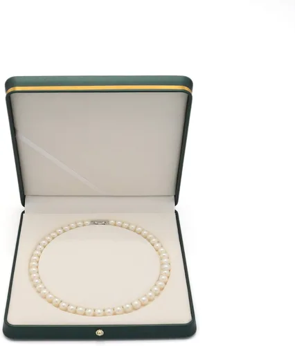 Vista 2 de Caja de cuero de alta calidad verde negruzco conjunto de joyas de boda vitrina soporte de almacenamiento (para collar de perlas)