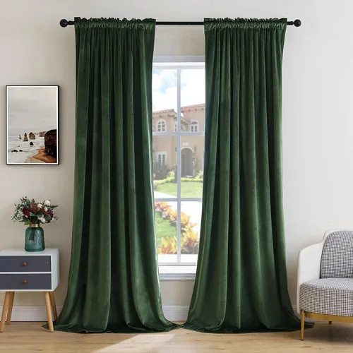 Vista 41 de MIULEE - Juego de 2 paneles de cortinas negro opacas y térmicas de terciopelo para la sala de estar y dormitorio, con bolsillo para cortinero, de 63
