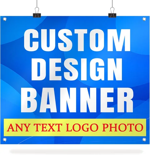 Vista 11 de Telón de fondo personalizado de la bandera, pancartas al aire libre personalizadas Letreros personalizados para fiesta de cumpleaños, negocios