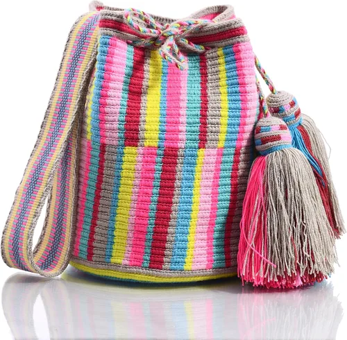 Vista 3 de WYOU Designer Collection, Handwoven Hobo Bucket Bag in Wayuu Crochet