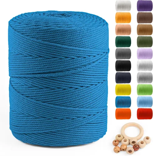 Vista 47 de ZUEXT Cordón de algodón para macramé de 4 mm x 500 m, ZUEXT Cordones trenzados naturales hechos a mano en verde manzana de 4 hebras, cuerda de lana