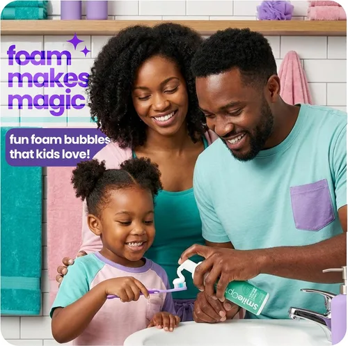 Vista 2 de Mint Magic - Pasta de dientes de espuma para niños sin flúor, espuma para blanquear los dientes, fórmula suave de pasta de dientes espumosa