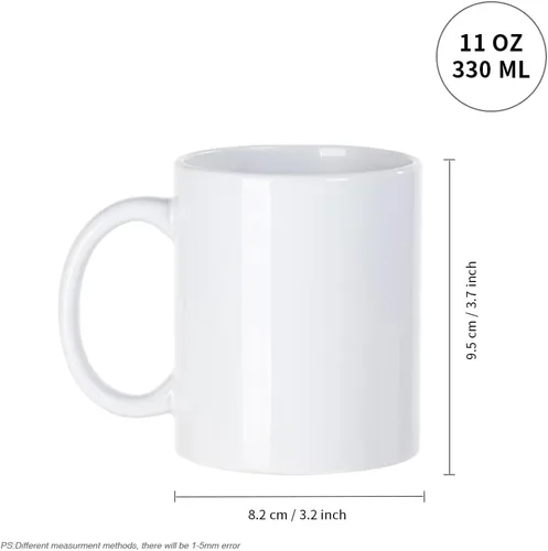 Vista 3 de PYD Life Tazas de sublimación en blanco de 11 onzas, tazas de café a granel, tazas de fotos de cerámica blanca al por mayor para Cricut Mug Press