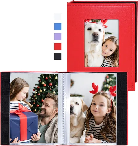 Vista 8 de Vienrose Álbum de fotos pequeño de 4 x 6 pulgadas, paquete de 2 mini libros de fotos con cubierta de cuero, 26 páginas con capacidad para 52