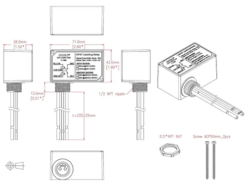 Vista 7 de Módulo de relé de bloqueo AC/DC 12V SPST 20Amp 250Vac/30Vdc, carcasa de plástico con cable, OONO F-1060