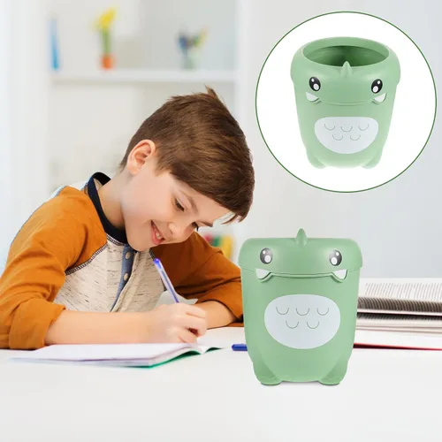 Vista 5 de Beavorty Cubo de basura para niños, de 11.02 x 9.64 x 9.64 pulgadas, de plástico, con dibujos animados, dinosaurios, sin tapa, para dormitorio
