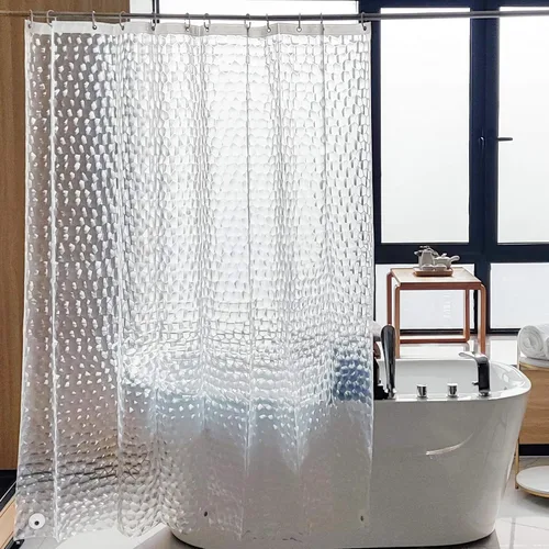 Vista 15 de NTBAY - Cortina de ducha transparente de etilvinilacetato, repelente al agua, para cabina de ducha de baño, tejido gofre a cuadros, 72 x 72 pulgadas