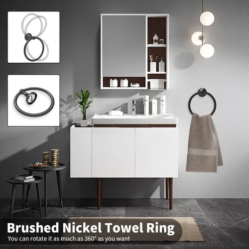 Vista 4 de Newfun Juego de accesorios de baño de 8 piezas de 24 pulgadas, color negro mate, incluye toallero de baño ajustable de 24 pulgadas, anillos