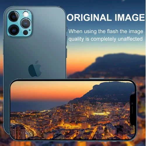 Vista 5 de Suoman [Paquete de 3] Protector de lente de cámara para iPhone 12 Pro Max de 6.7 pulgadas con protección de marco de aleación de aluminio