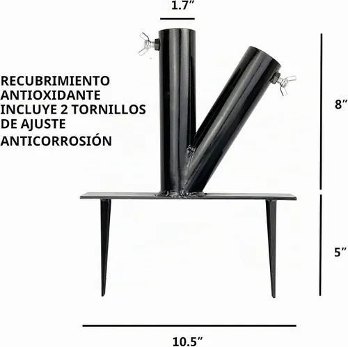 Vista 2 de Hi Flame Paraguas de césped al aire libre Soporte de sombrilla de acero con 2 posiciones para parque, patio, playa, negro